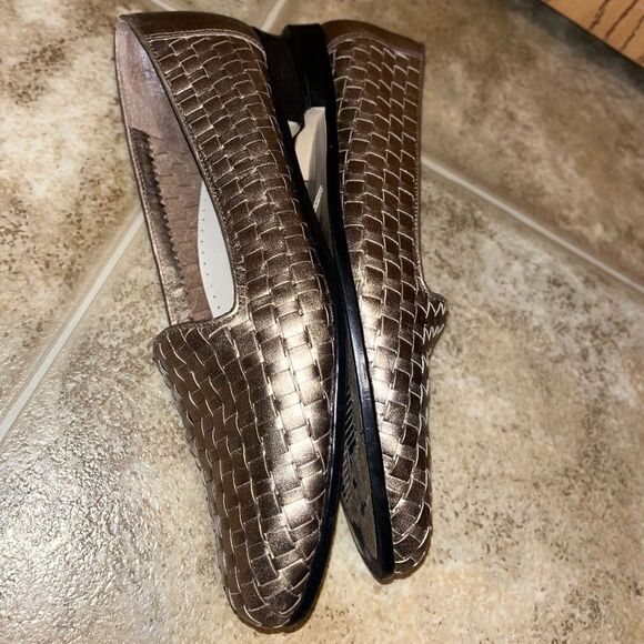 Trotters Women’s Gold Metallic Woven Leather Comfort Loafers Sz-9N - Picture 8 of 9